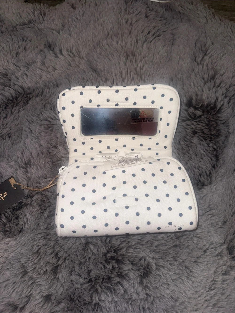 PacSun White Polka Dot Cylindrical Wristlet